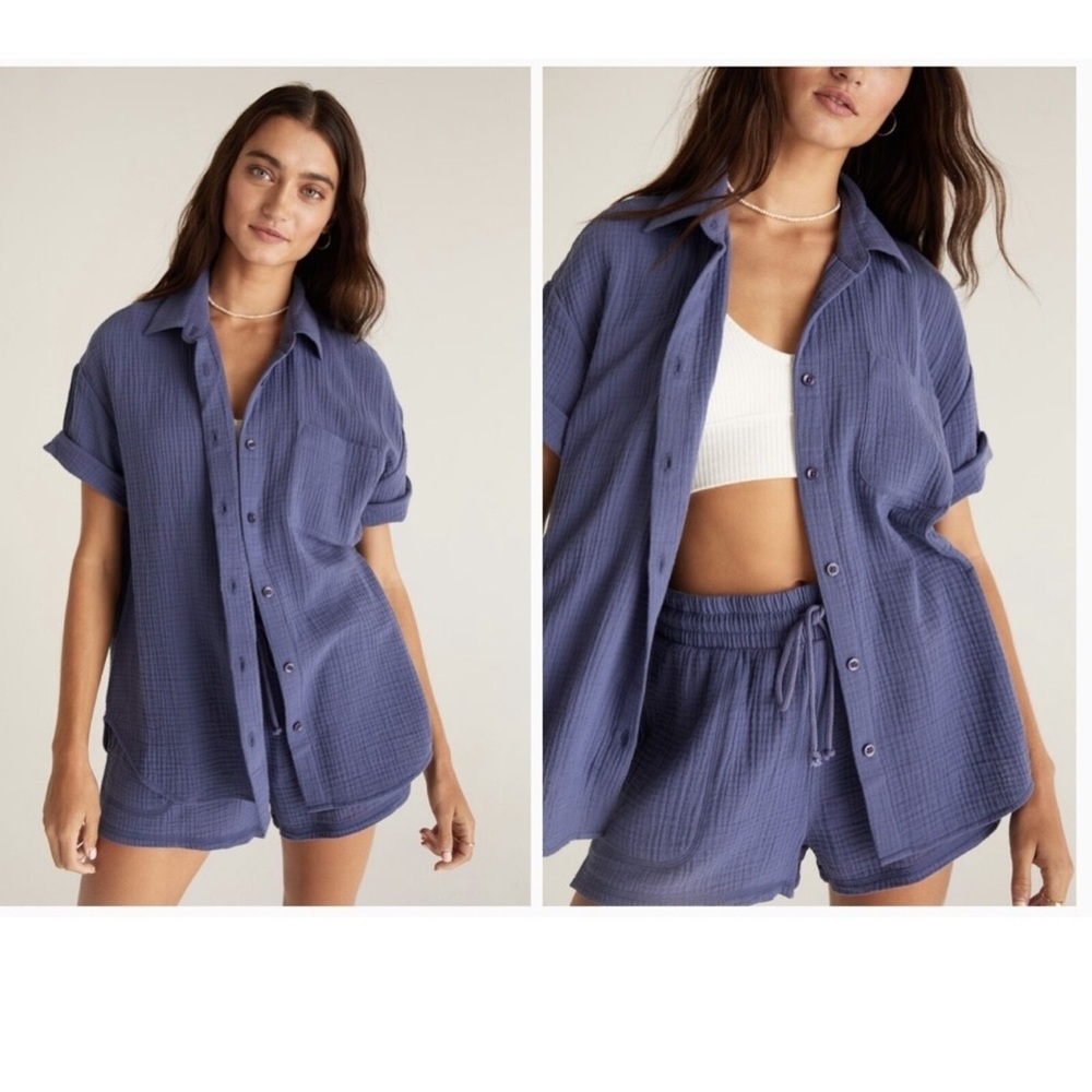 Z Supply resort gauze button up top Small
